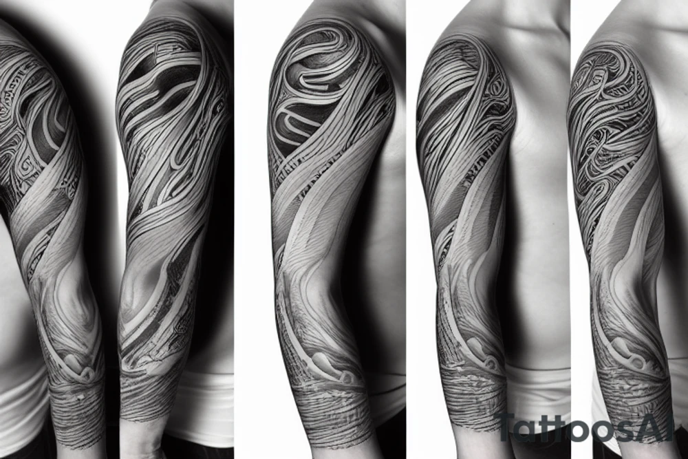 Half sleeve river flowing tattoo idea