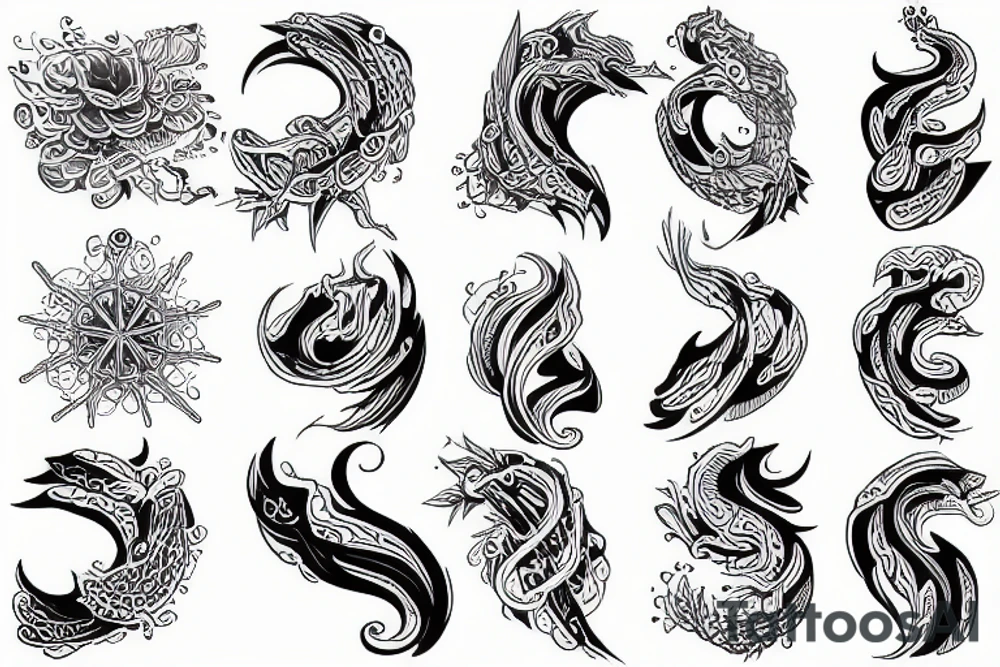Half sleeve river flowing tattoo idea