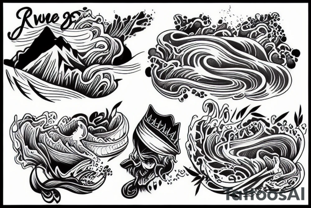 Half sleeve river flowing tattoo idea