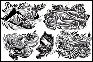 Half sleeve river flowing tattoo idea