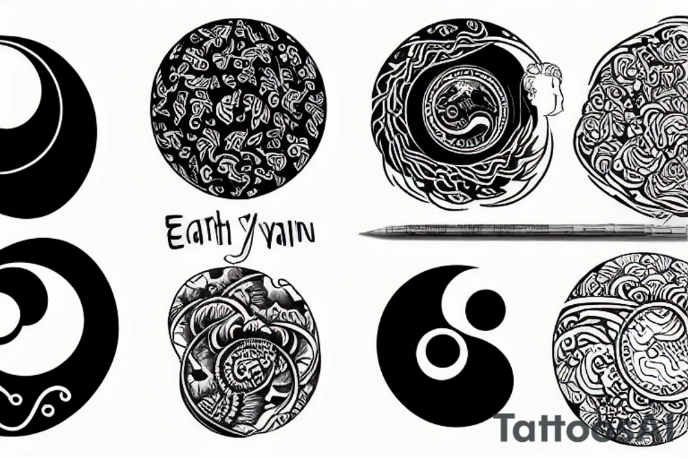 Earth and Yin Yang tattoo idea