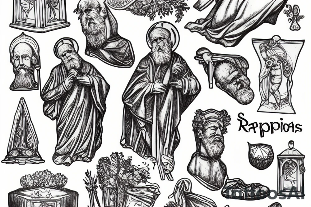 Saint Nicolas statue wrapped in rapini tattoo idea