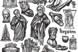Saint Nicolas statue wrapped in rapini tattoo idea