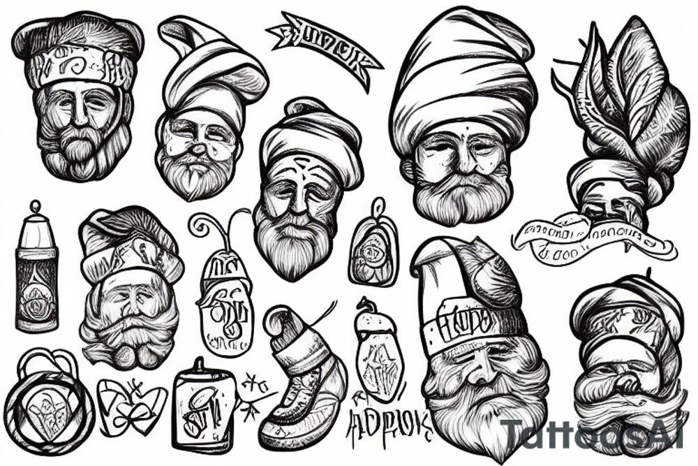 Saint Nicolas wrapped in rapini tattoo idea