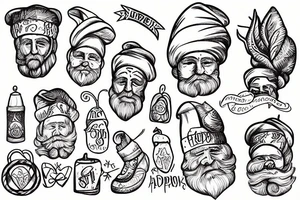 Saint Nicolas wrapped in rapini tattoo idea