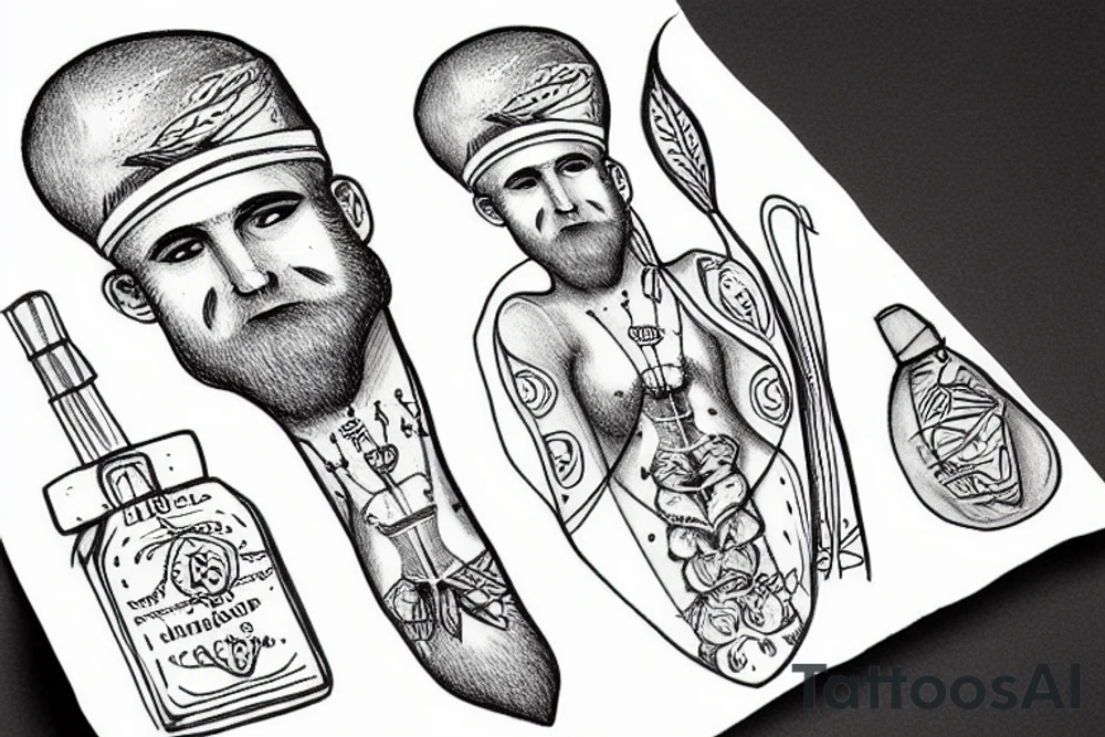 Saint Nicolas wrapped in rapini tattoo idea