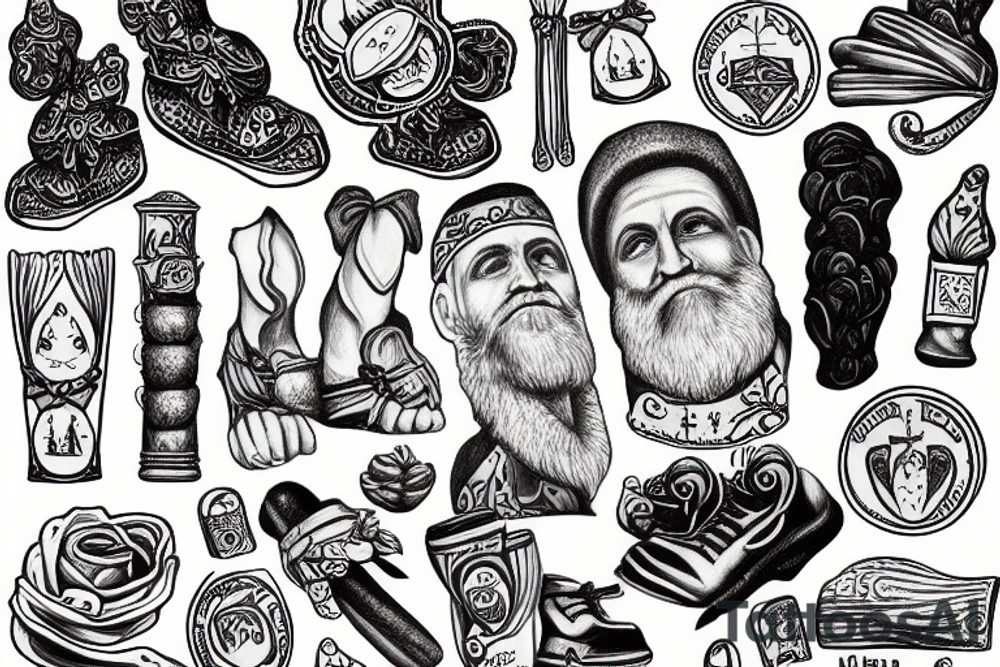 Saint Nicolas wrapped in rapini tattoo idea