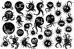cosmic horror, tentacles holding sun tattoo idea