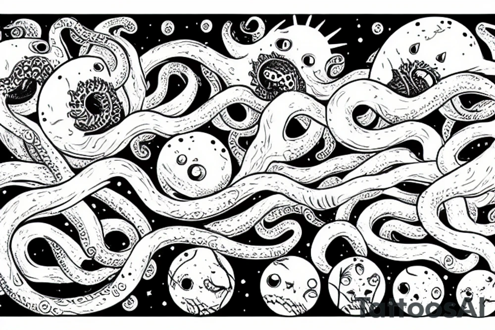 cosmic horror, tentacles holding sun tattoo idea