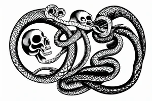 Ouroboros snake wrapped around an hourglass that has a skull inside it tattoo idea