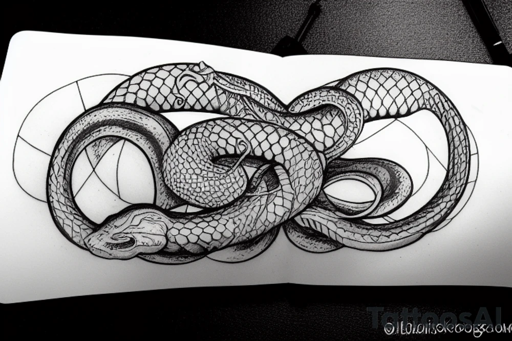 Ouroboros snake around an hourglass. tattoo idea