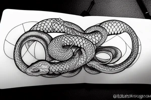 Ouroboros snake around an hourglass. tattoo idea