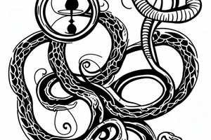 Ouroboros snake around an hourglass. tattoo idea