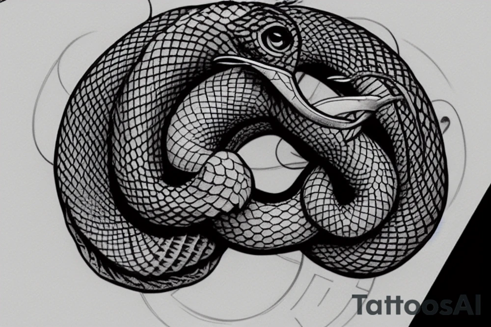 Ouroboros snake around an hourglass. tattoo idea