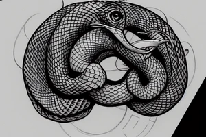 Ouroboros snake around an hourglass. tattoo idea
