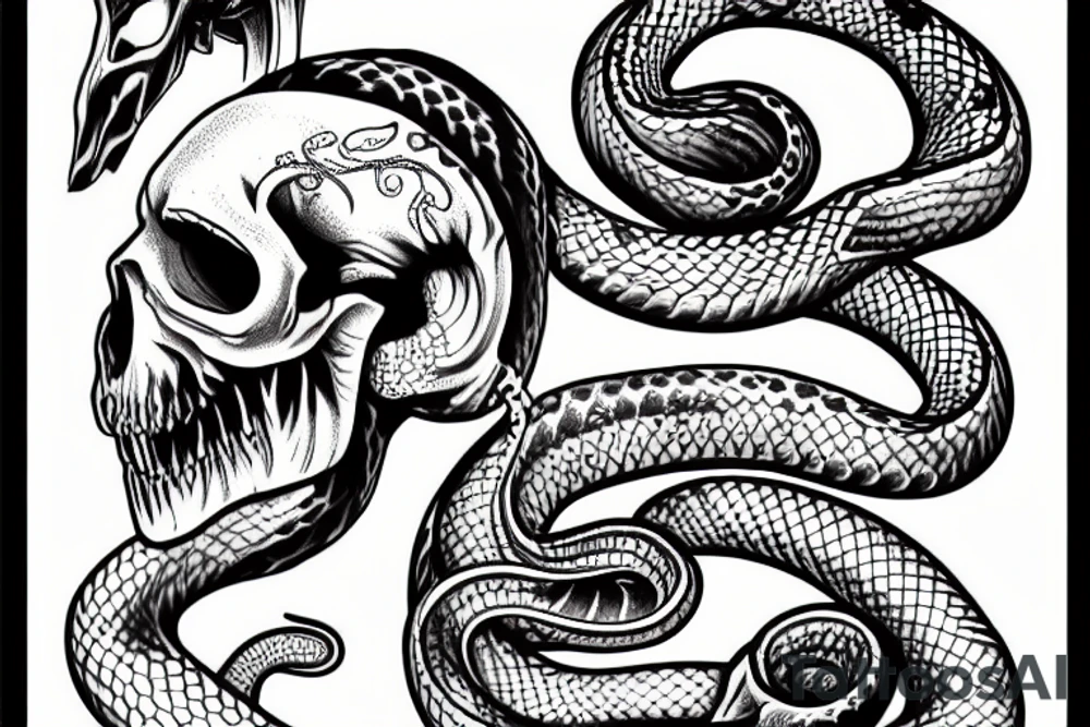snake skull tattoo idea