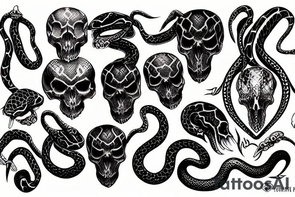 snake skull tattoo idea
