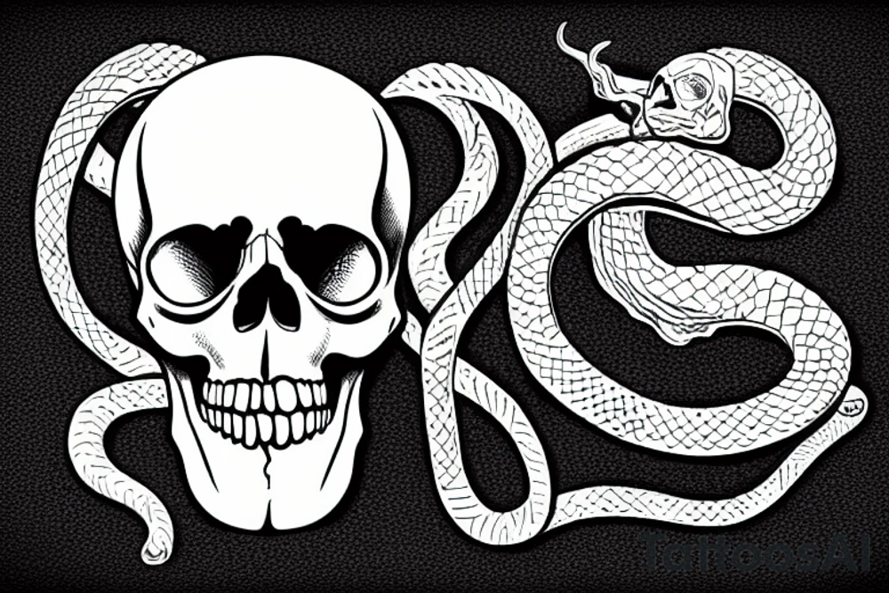 skull with a snake going through eye tattoo idea