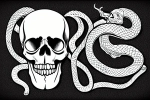 skull with a snake going through eye tattoo idea