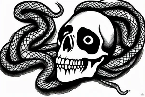 skull with a snake going through eye tattoo idea