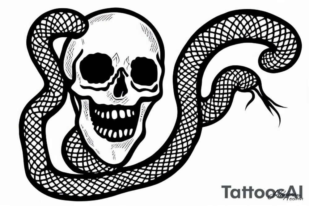 skull with a snake going through eye tattoo idea