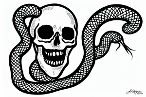 skull with a snake going through eye tattoo idea