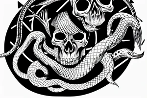 skull with a snake going through eye tattoo idea