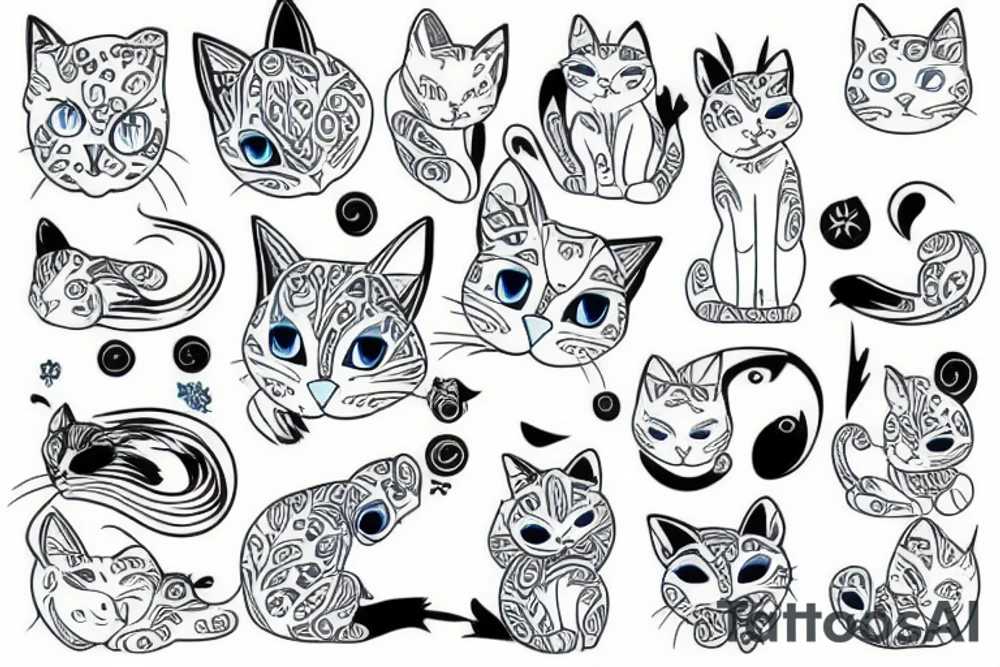 blue cat tattoo idea