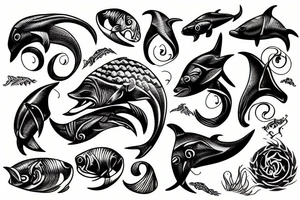 poseidon black fish tattoo idea