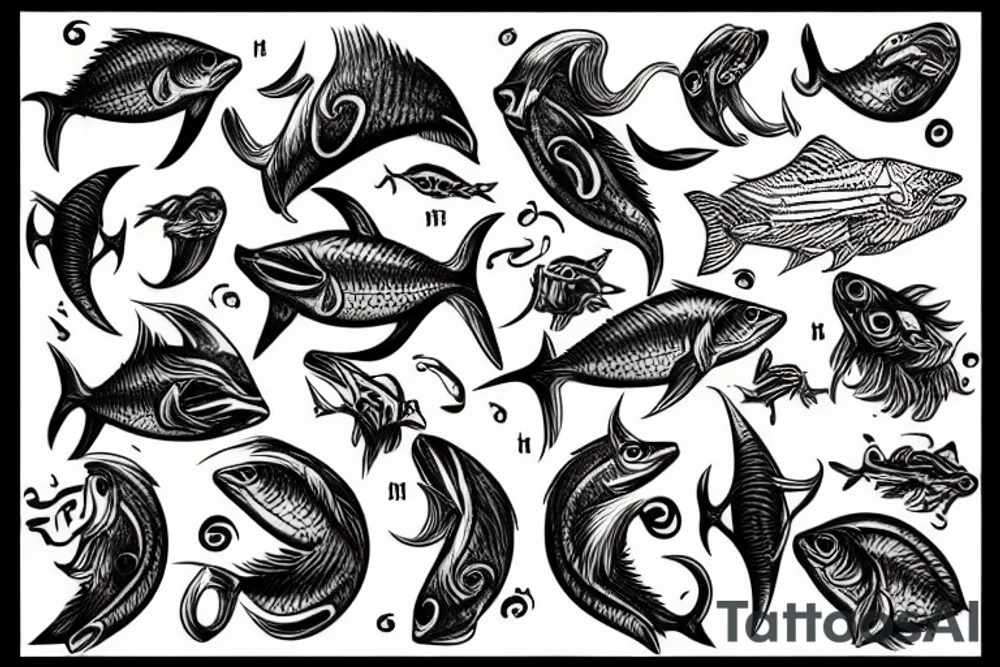 poseidon black fish tattoo idea