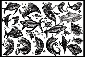 poseidon black fish tattoo idea