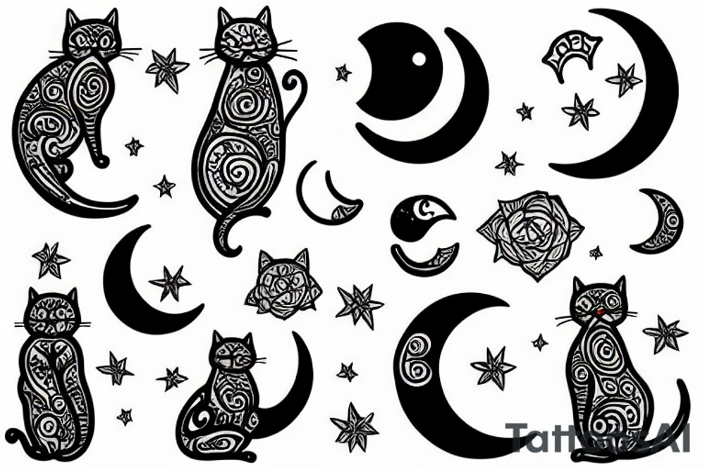 Cat moon tattoo idea