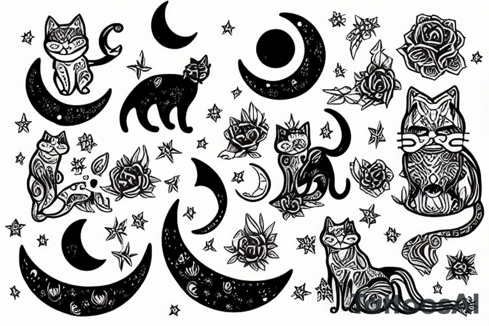 Cat moon tattoo idea