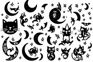Cat moon magic witchy tattoo idea