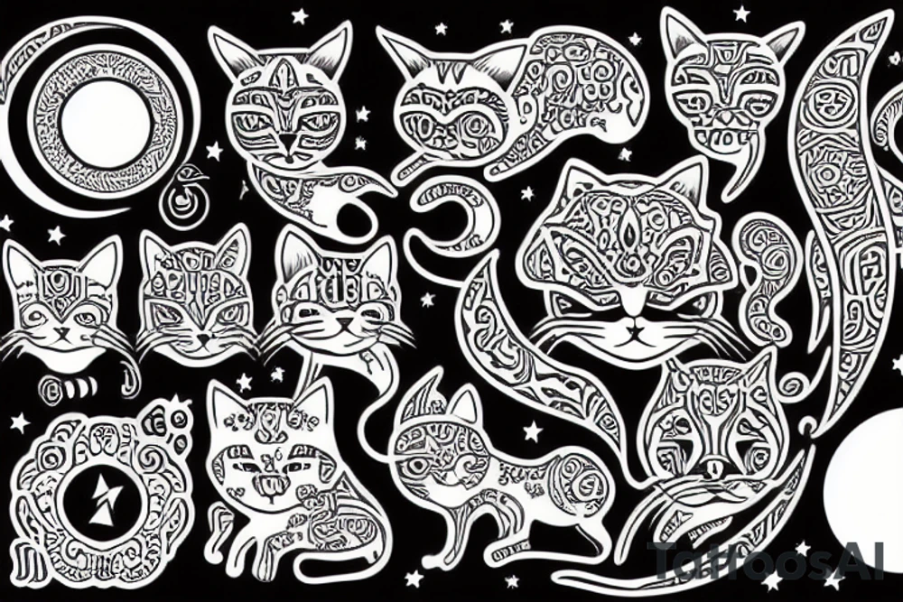 Cat moon tattoo idea