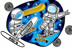 astronaut sitting on a skateboard at the skate park tattoo idea