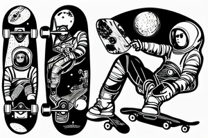 astronaut sitting on a skateboard at the skate park tattoo idea