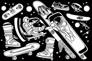 astronaut sitting on a skateboard at the skate park tattoo idea