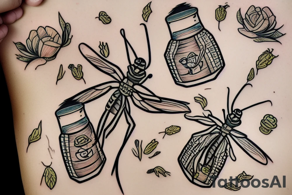 Mantis eating from a honey jar tattoo idea