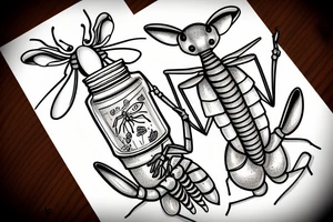 Mantis eating from a honey jar tattoo idea