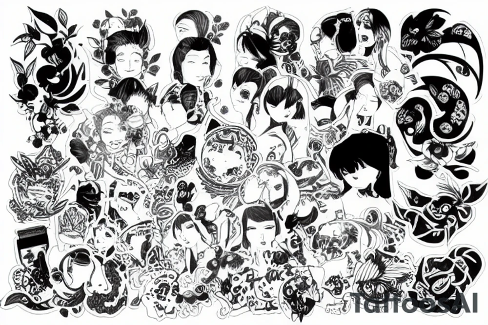 Standing on a pile of personality tattoo idea