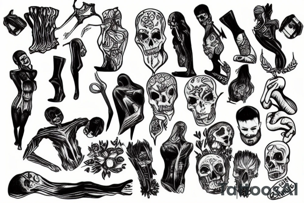 Standing up on a pile of bodies tattoo idea