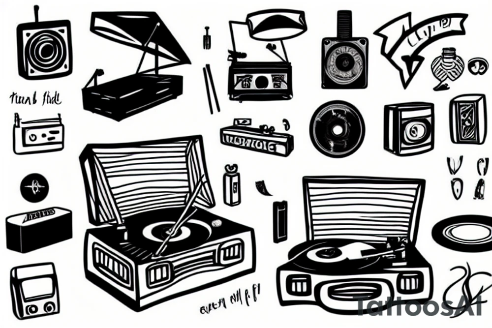 record player tattoo idea