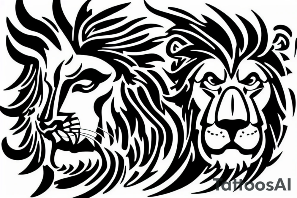 Lion protecting cub tattoo idea