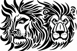 Lion protecting cub tattoo idea