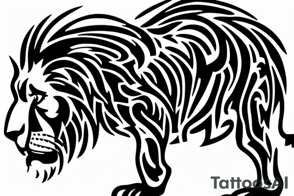Lion protecting cub tattoo idea