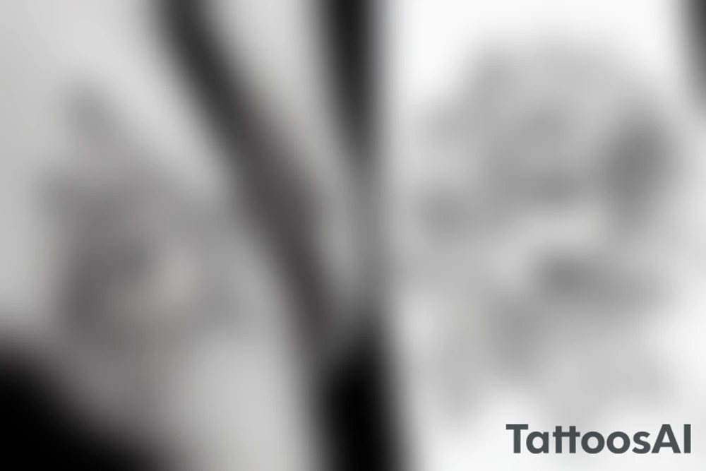 A daffodil, a water lily, a lily of the valley, and a poppy emerging from a female head tattoo idea