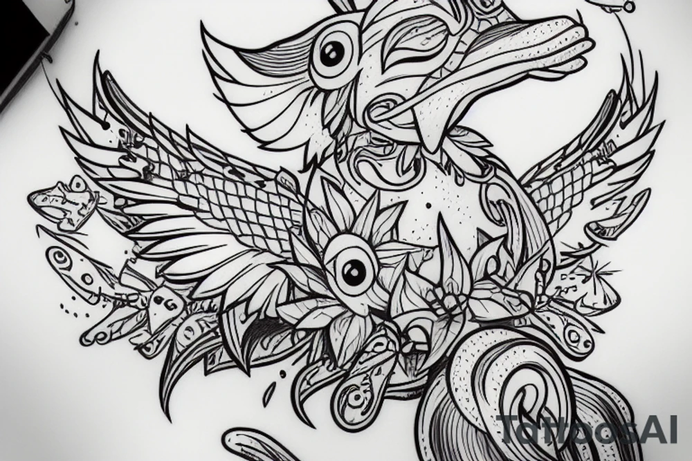 Platypus with fairy wings tattoo idea