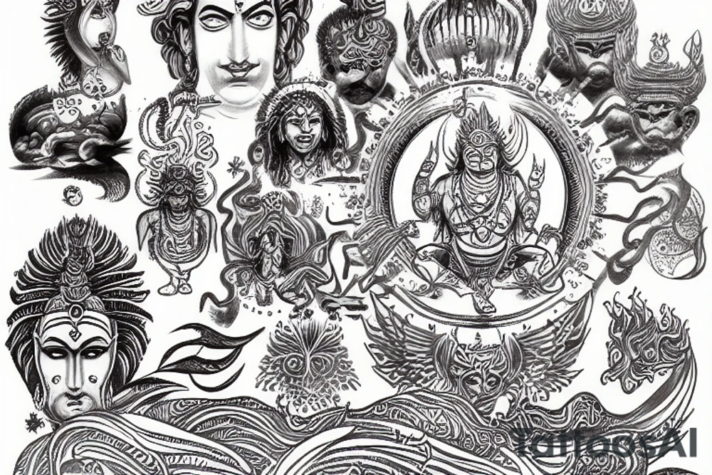 Brahma Vishnu Shiv ij universe ocean tattoo idea