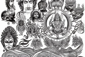 Brahma Vishnu Shiv ij universe ocean tattoo idea